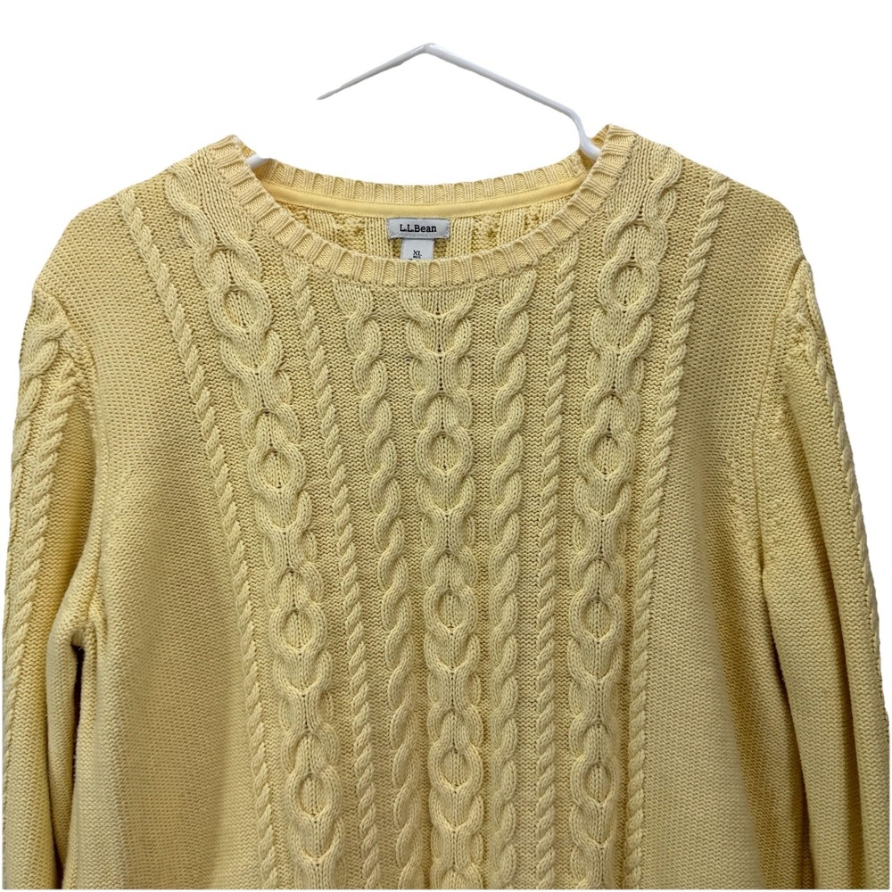 LL Bean Yellow‎ Double L Mixed Cable Crew Neck Pullover Sweater Size XL - Picture 5 of 11